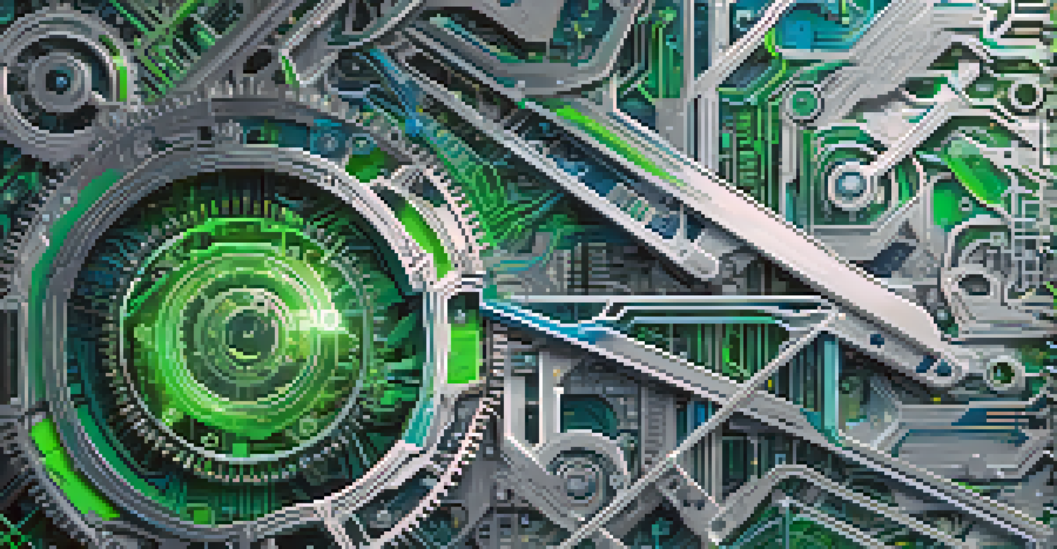 An abstract representation of smart contracts on the Ethereum blockchain, with interconnected gears and circuits in a high-tech environment.