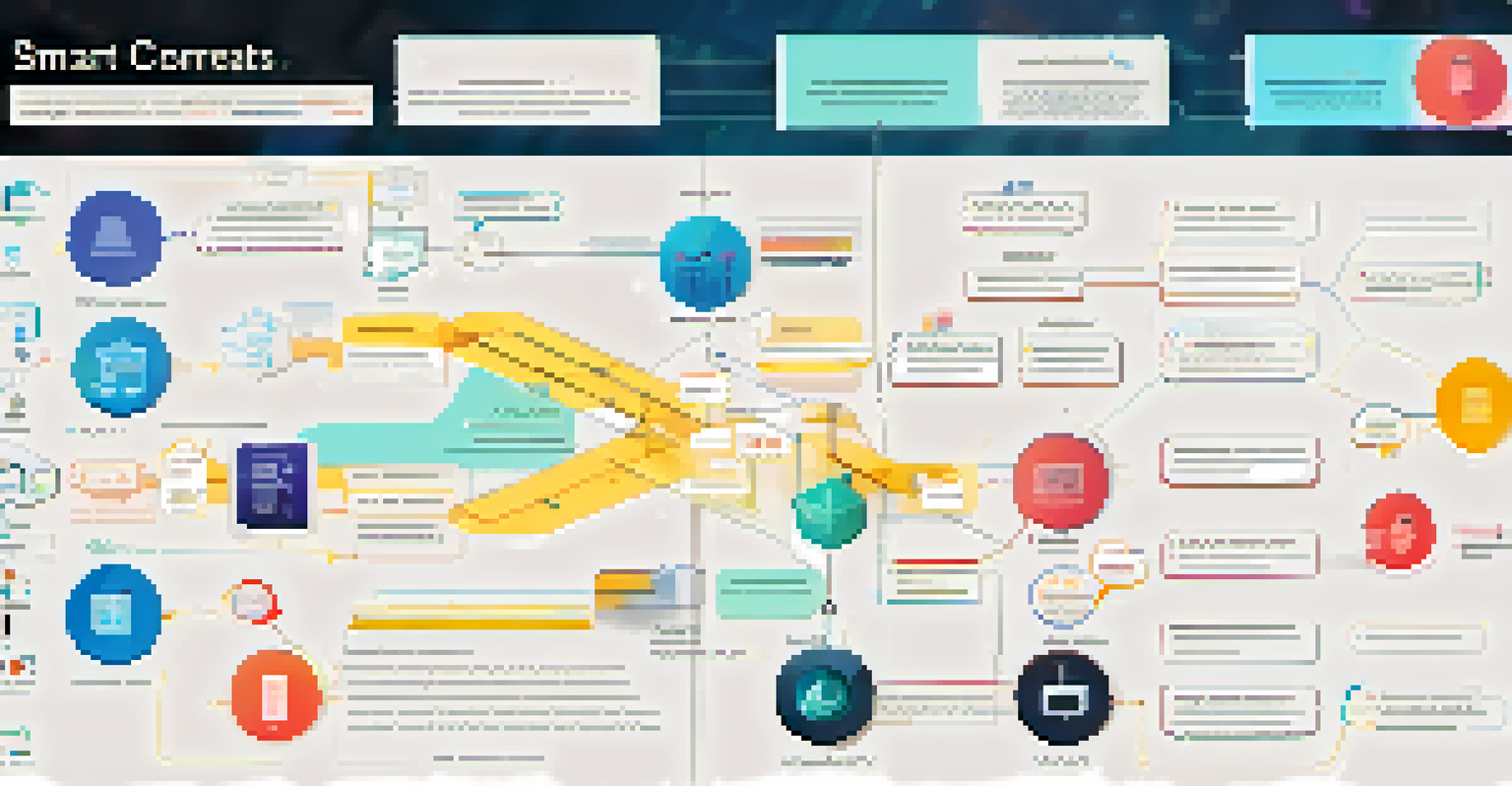 An educational infographic illustrating key vulnerabilities in smart contracts with colorful icons and diagrams.