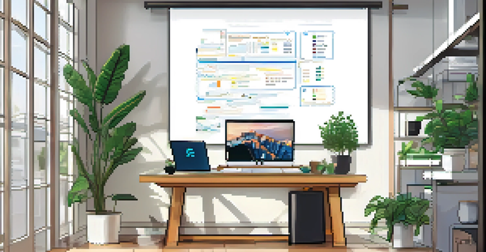 A modern workspace with a laptop showing code for Ethereum smart contract development, a potted plant, a coffee cup, and a whiteboard with blockchain diagrams.