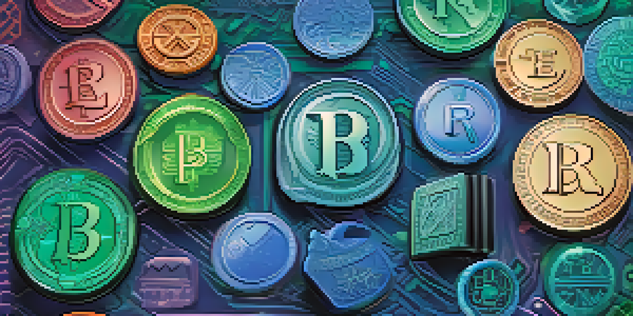 A digital wallet interface showcasing various ERC-20 tokens in vibrant colors and designs.