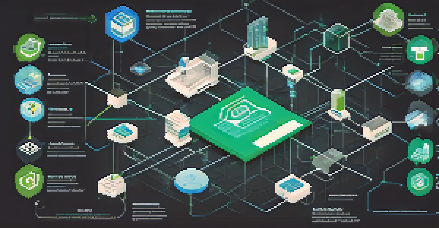 An infographic highlighting the advantages of blockchain technology in smart contracts, featuring interconnected blocks and industry icons.