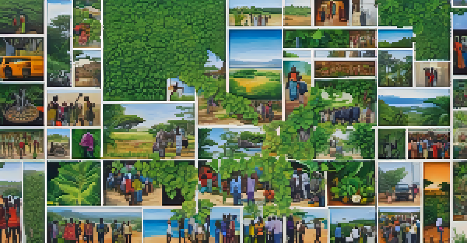 A collage showcasing successful crowdfunding projects in Africa with images of entrepreneurs and happy backers.
