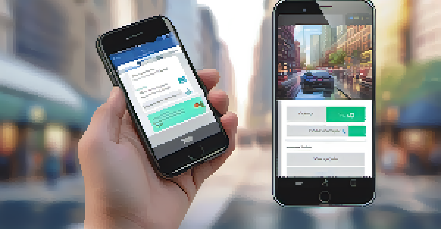 A close-up of a hand holding a smartphone with a decentralized voting app displayed on the screen, set against a blurred urban background to highlight modernity.