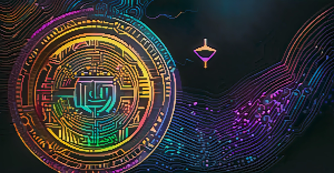 A glowing digital token with intricate patterns against a dark background, symbolizing data security.