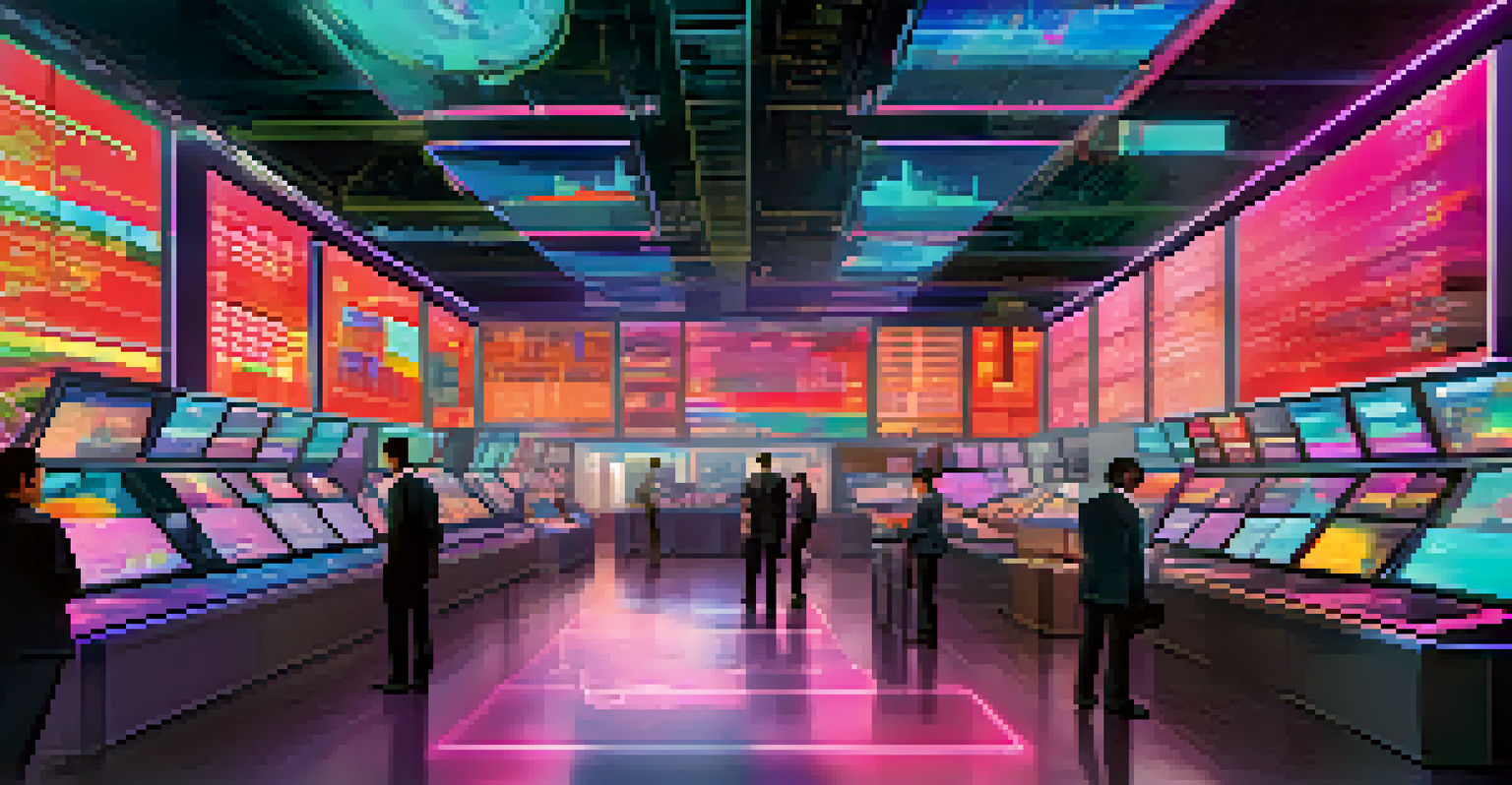A futuristic depiction of a hybrid trading environment combining liquidity pools and traditional market making, featuring digital interfaces and holographic elements.