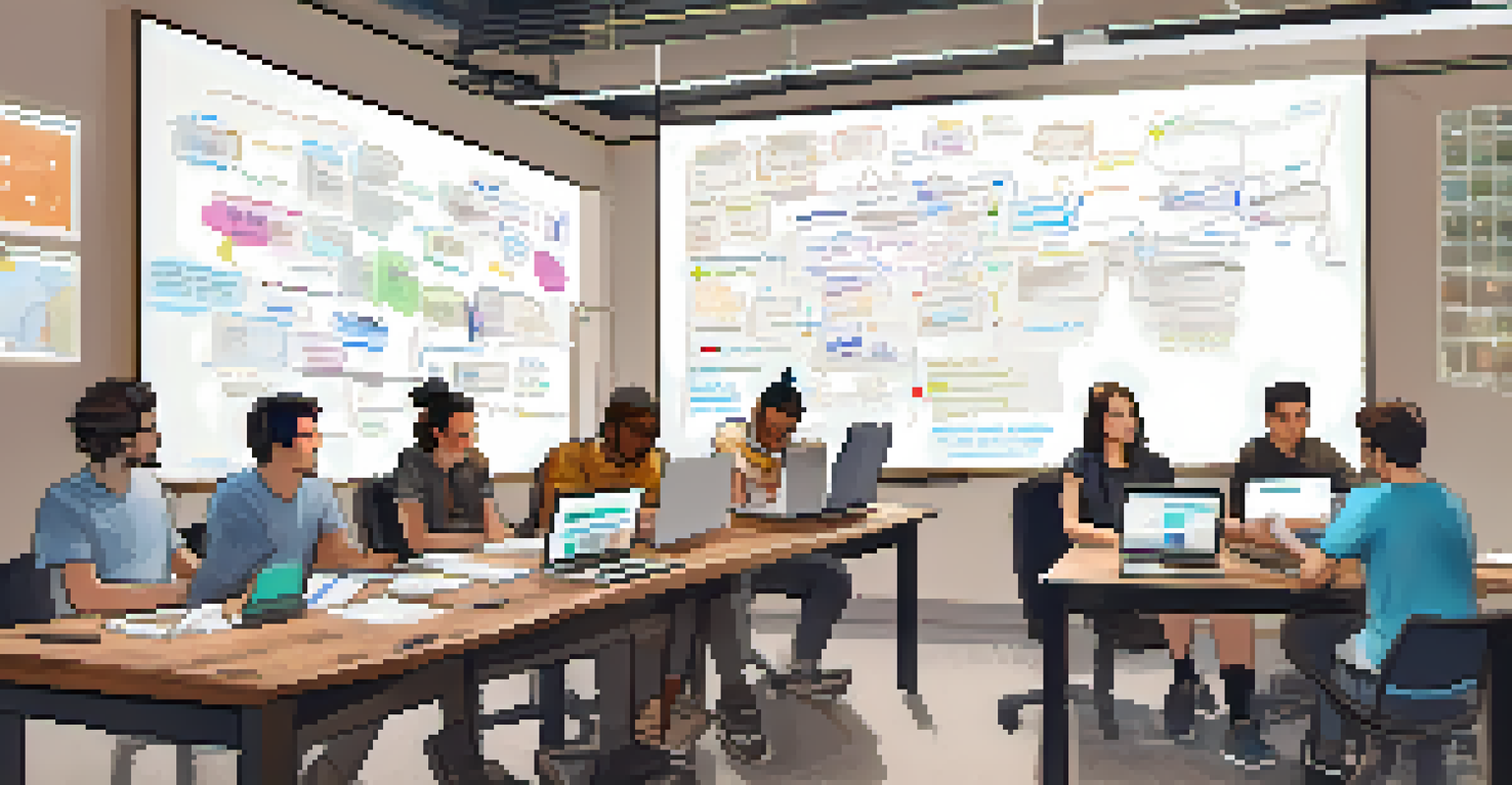 Participants collaborating on a group project in an Ethereum workshop, with laptops and notes scattered on the table.