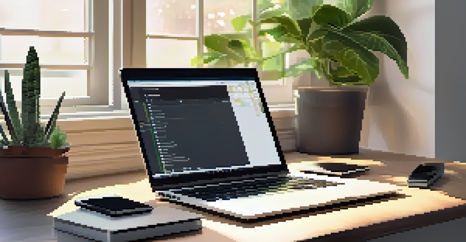 A calm workspace featuring a computer with a multi-signature wallet application, complemented by a notebook and a plant.
