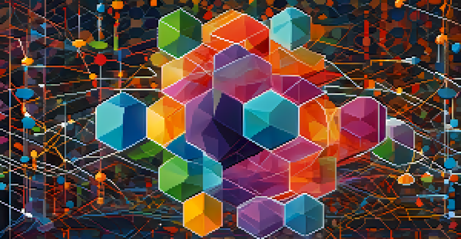 An abstract representation of a decentralized finance ecosystem with interconnected nodes and vibrant colors, illustrating governance tokens and community engagement.