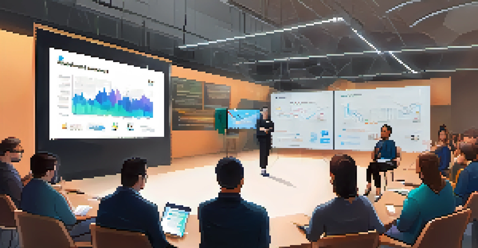 A workshop on Ethereum risk management with diverse participants and a presenter discussing blockchain concepts with digital screens.