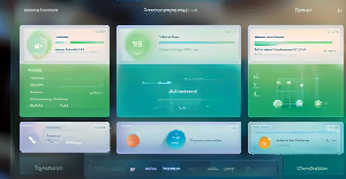 A digital marketplace interface displaying user profiles with visible reputation scores and feedback ratings, set against a soft blue and green gradient background.