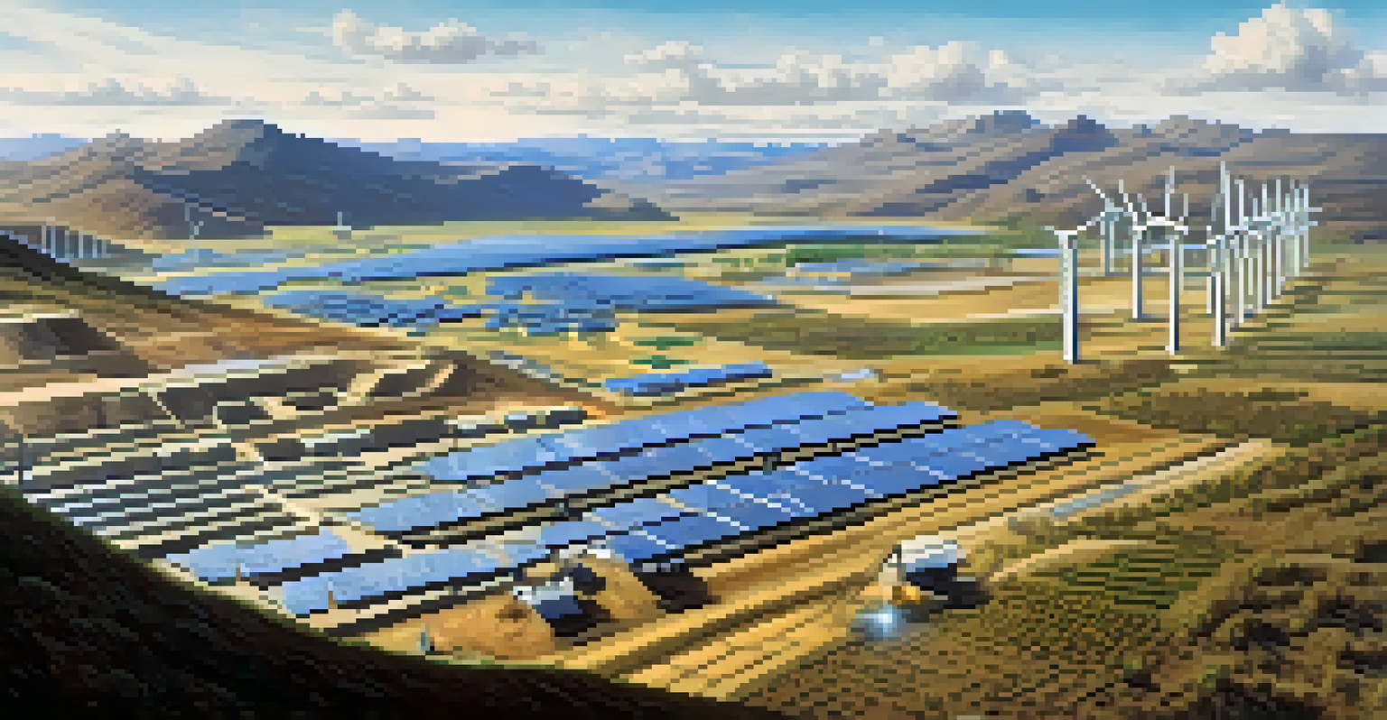 A visual contrast of Ethereum mining operations and renewable energy sources, symbolizing the transition to sustainability.