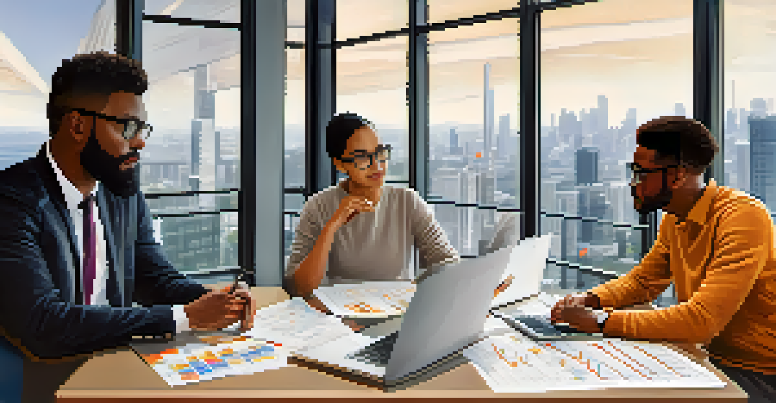 A diverse group of people discussing decentralized finance at a modern office table.