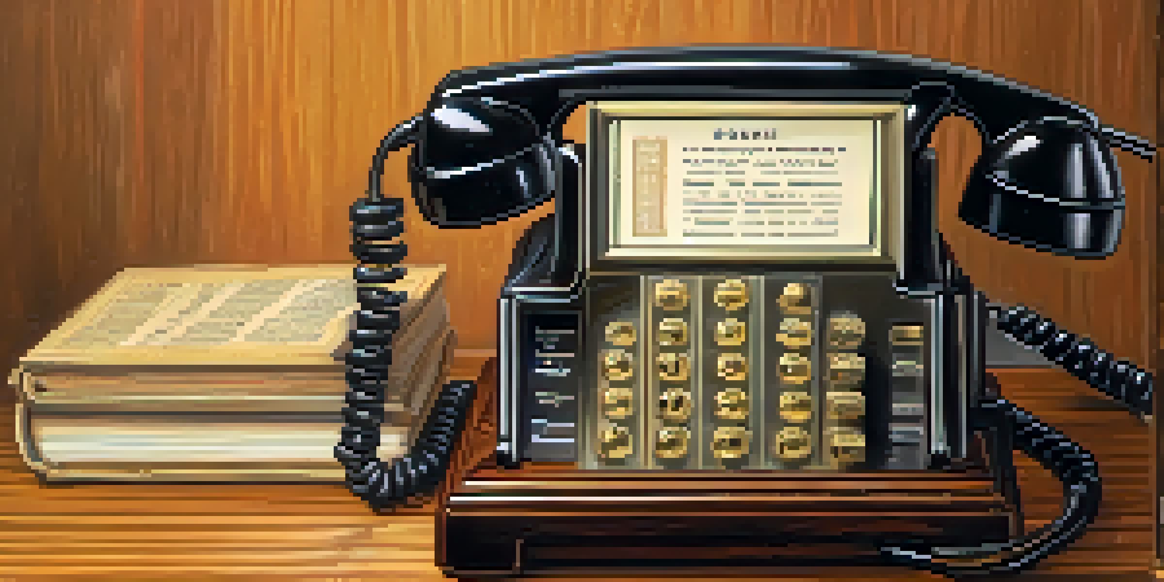 A vintage telephone book on a wooden desk with a modern computer screen in the background showing domain name conversion.