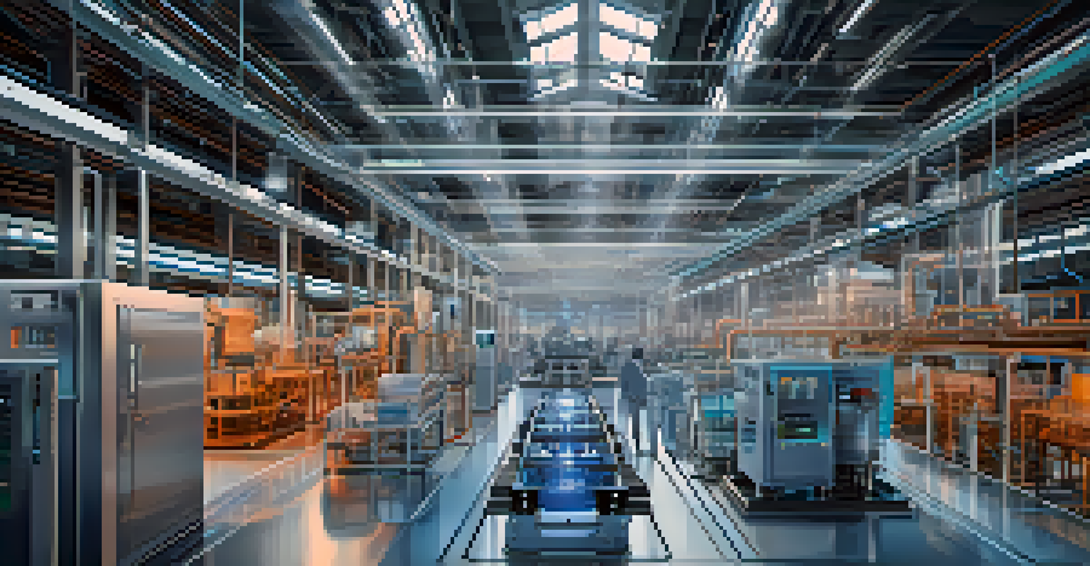 A close-up of a digital twin model representing a manufacturing plant with data visualizations.