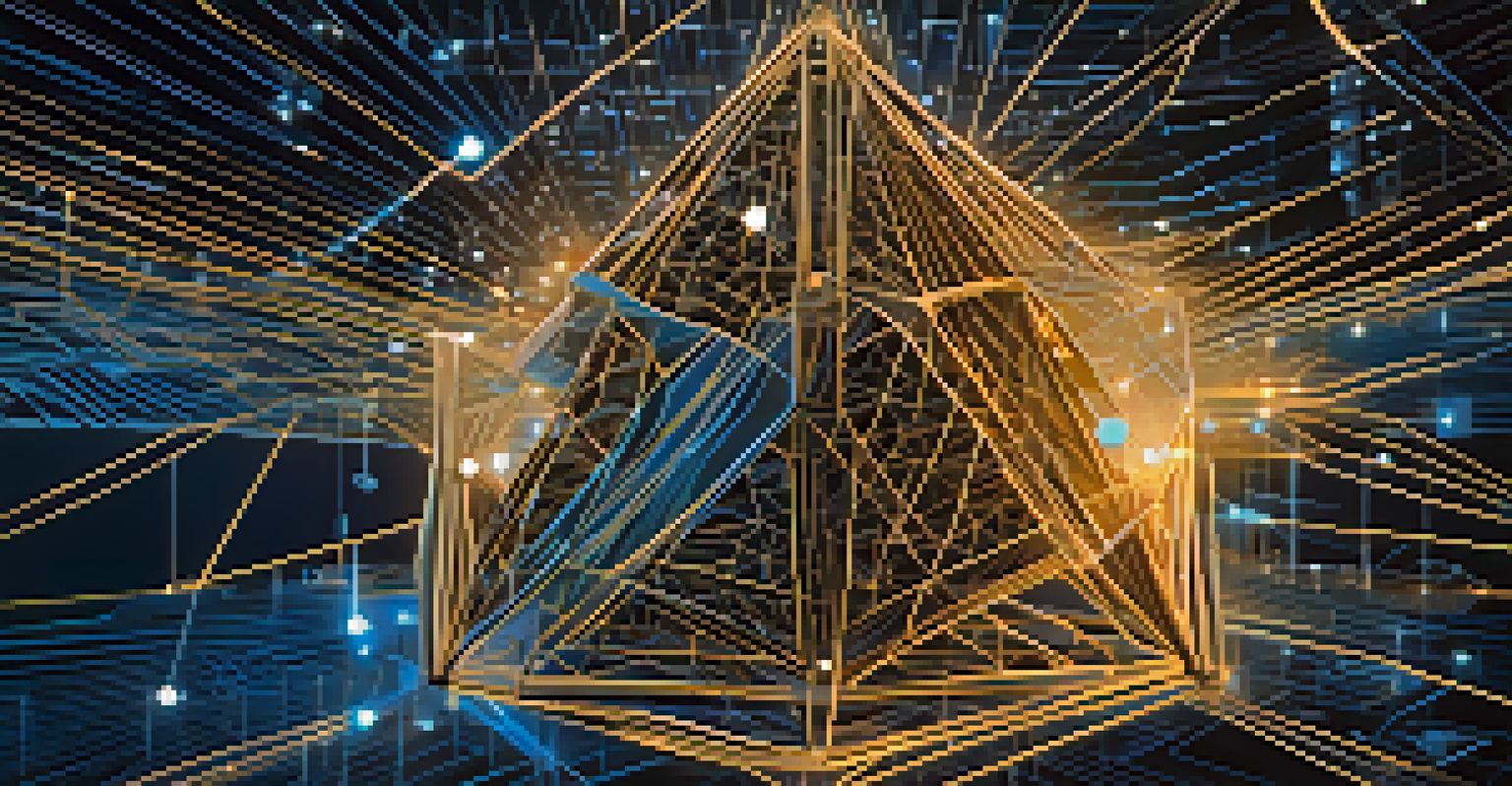 A close-up view of an Ethereum blockchain representation with interconnected nodes and vibrant data flow lines.