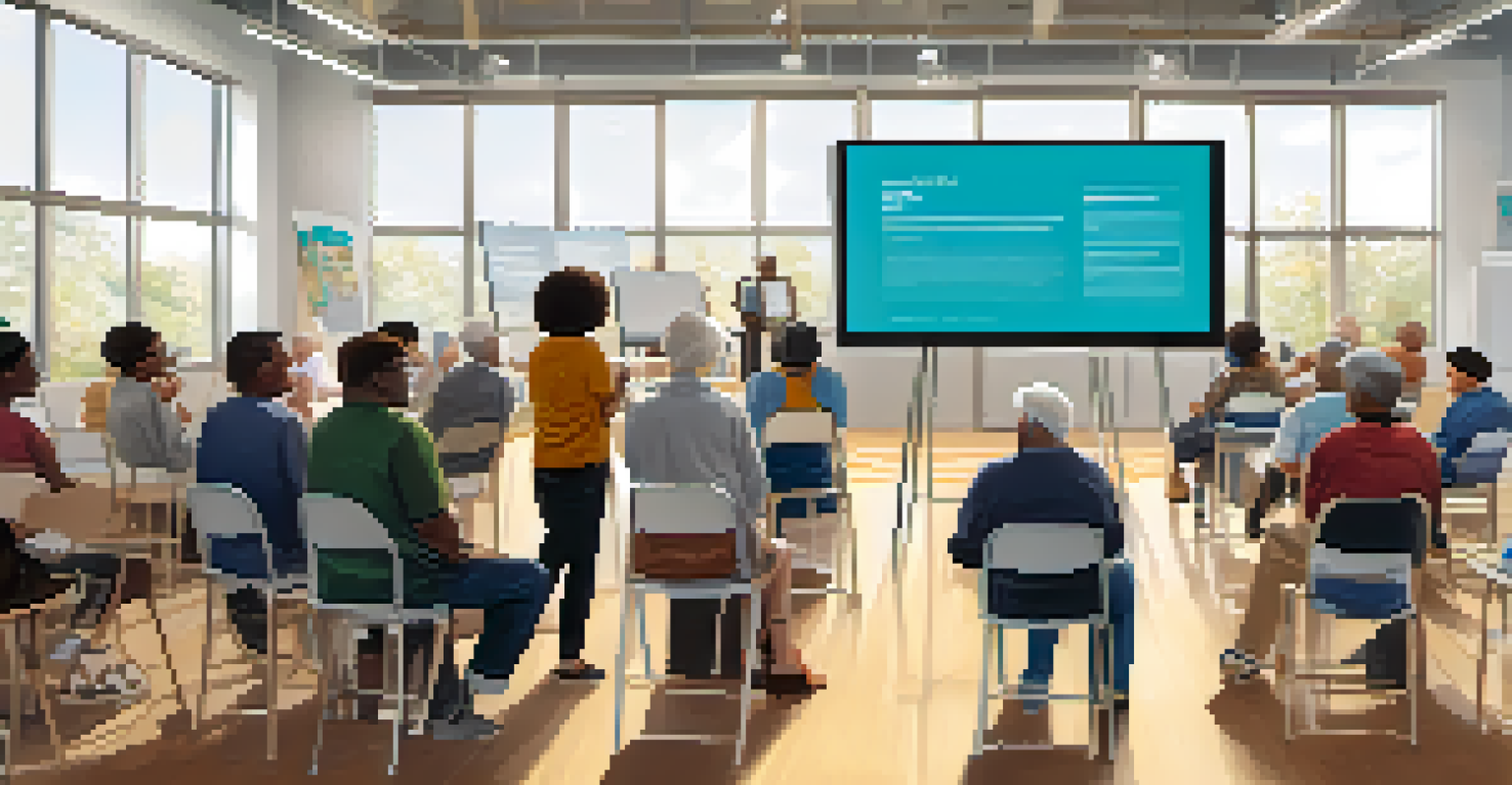 A workshop with citizens learning about civic education and voting processes in a bright, interactive environment.