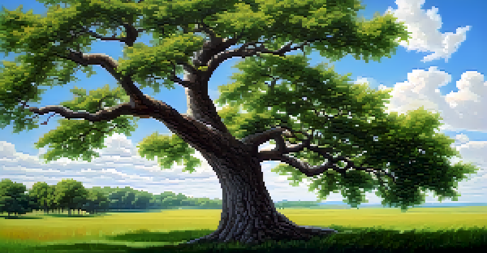 A large, healthy tree with vibrant green leaves under a clear blue sky, symbolizing growth and stability.