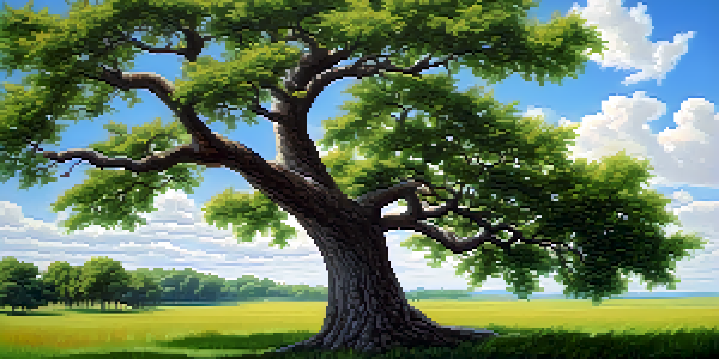 A large, healthy tree with vibrant green leaves under a clear blue sky, symbolizing growth and stability.