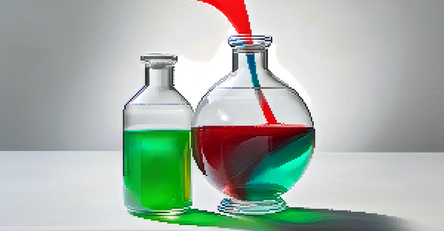 An abstract image illustrating Ethereum gas fees as colorful liquid in a glass container, changing colors.