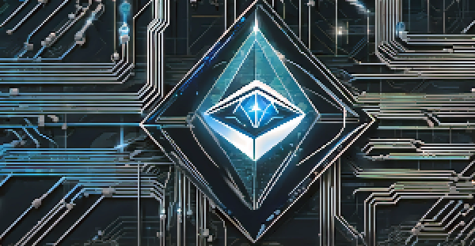 An artistic representation of the Ethereum logo against a digital circuit background, showcasing a high-tech aesthetic.