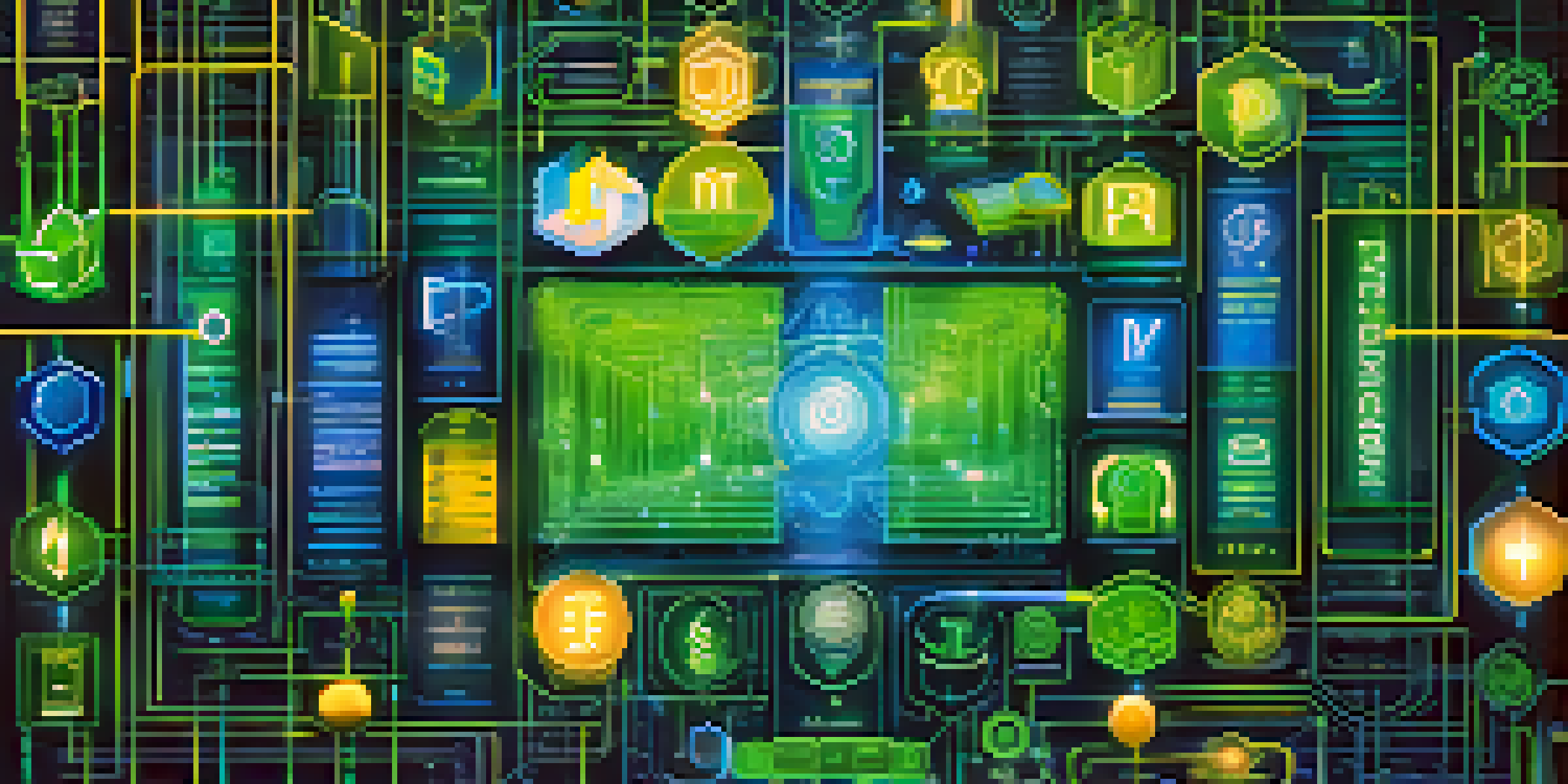 An illustration depicting the concept of intellectual property tokenization with glowing tokens and a digital blockchain background.