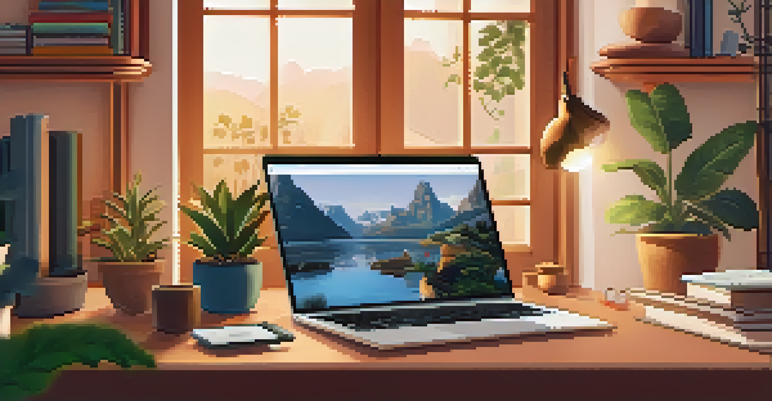 A person managing their ENS domain on a laptop in a cozy home office with personal items around.