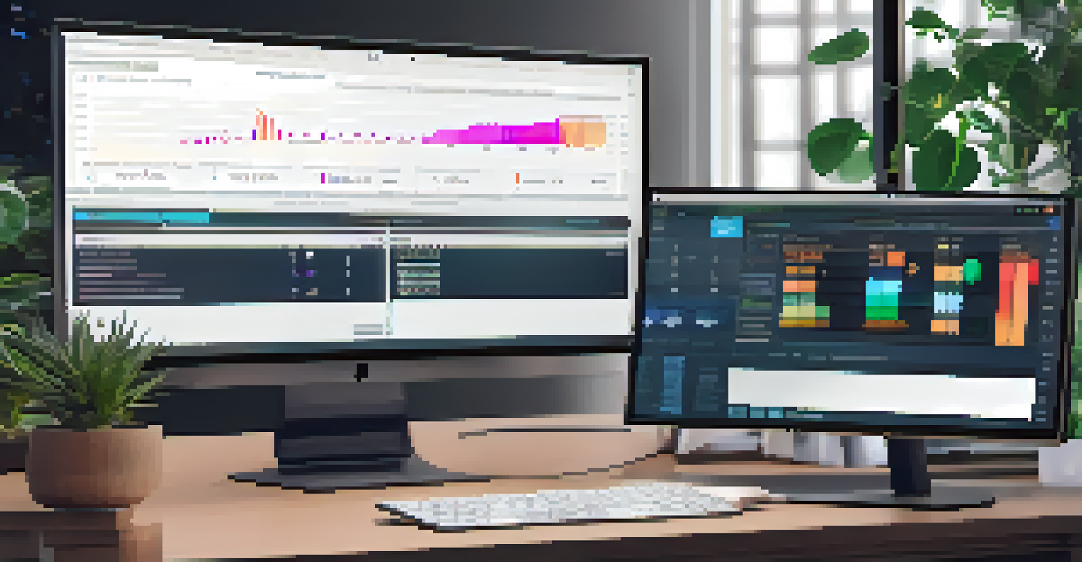 Close-up of a computer screen displaying a decentralized exchange interface with colorful trading charts, set in a modern workspace.