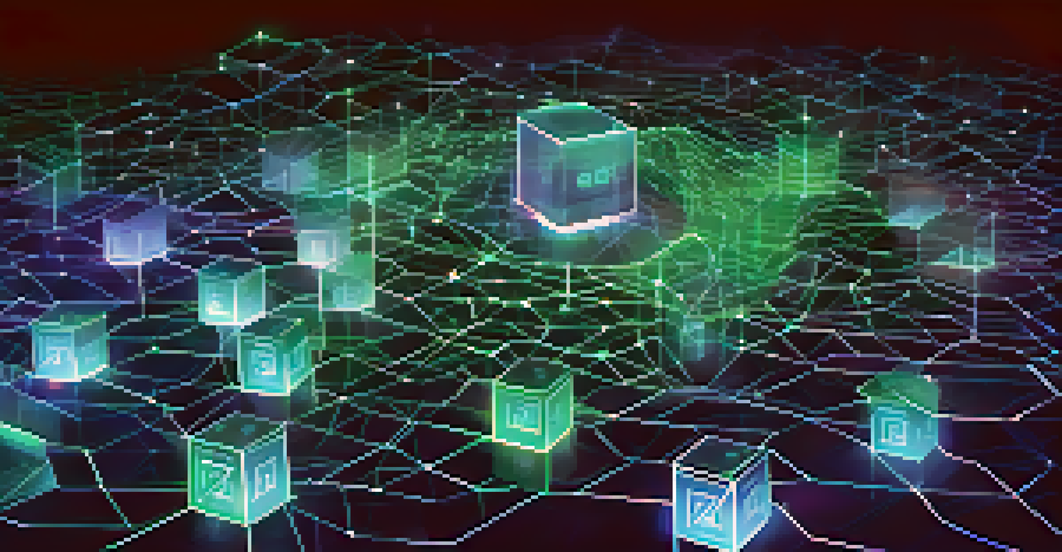 A glowing, interconnected network of Ethereum blockchain blocks in a futuristic style, with vibrant colors and flowing digital data.