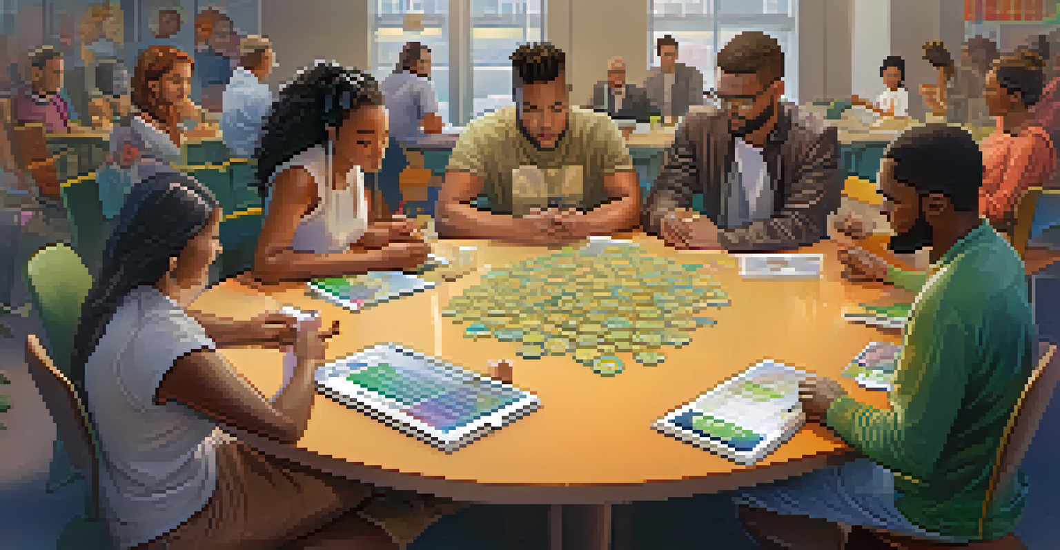 A group of diverse users voting on features in a digital platform, symbolizing community ownership and collaboration.