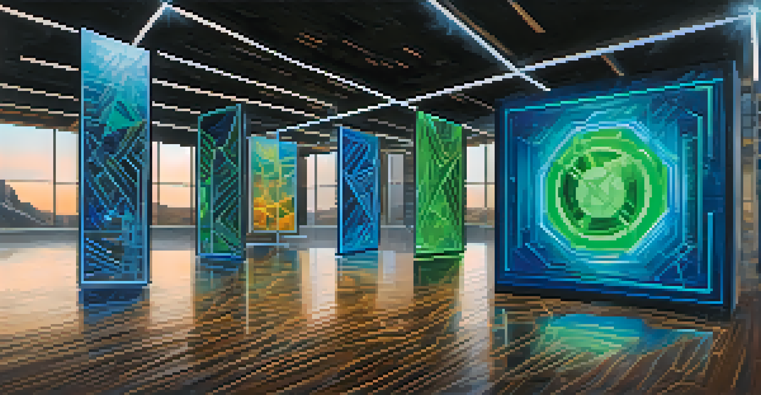 An artistic representation of digital artwork being tokenized on the Ethereum blockchain, with vibrant colors and elements of technology.