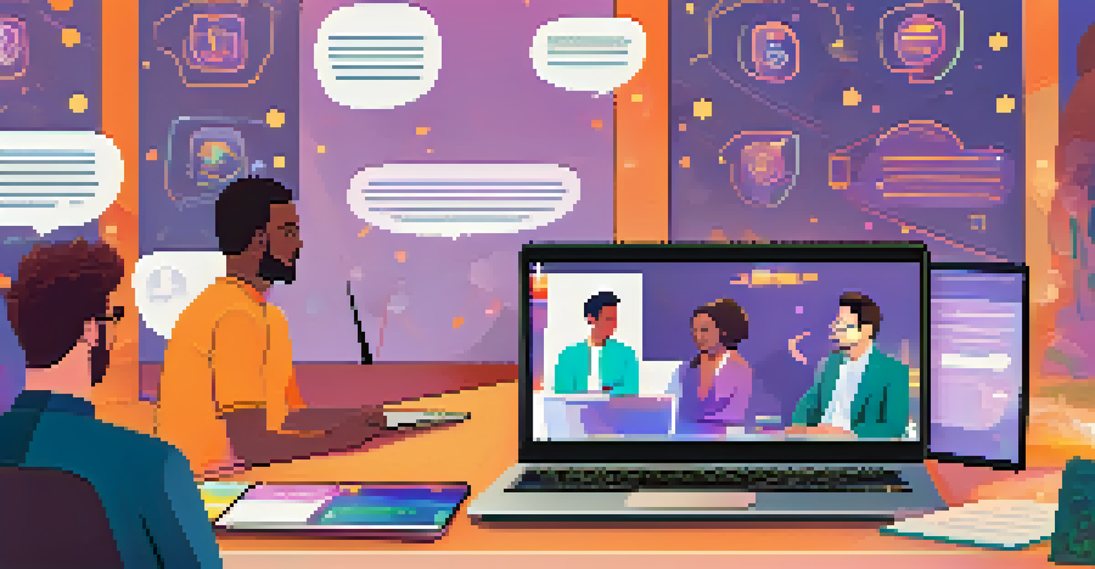 A laptop screen showing a virtual Ethereum conference with a diverse panel of speakers and chat interactions.