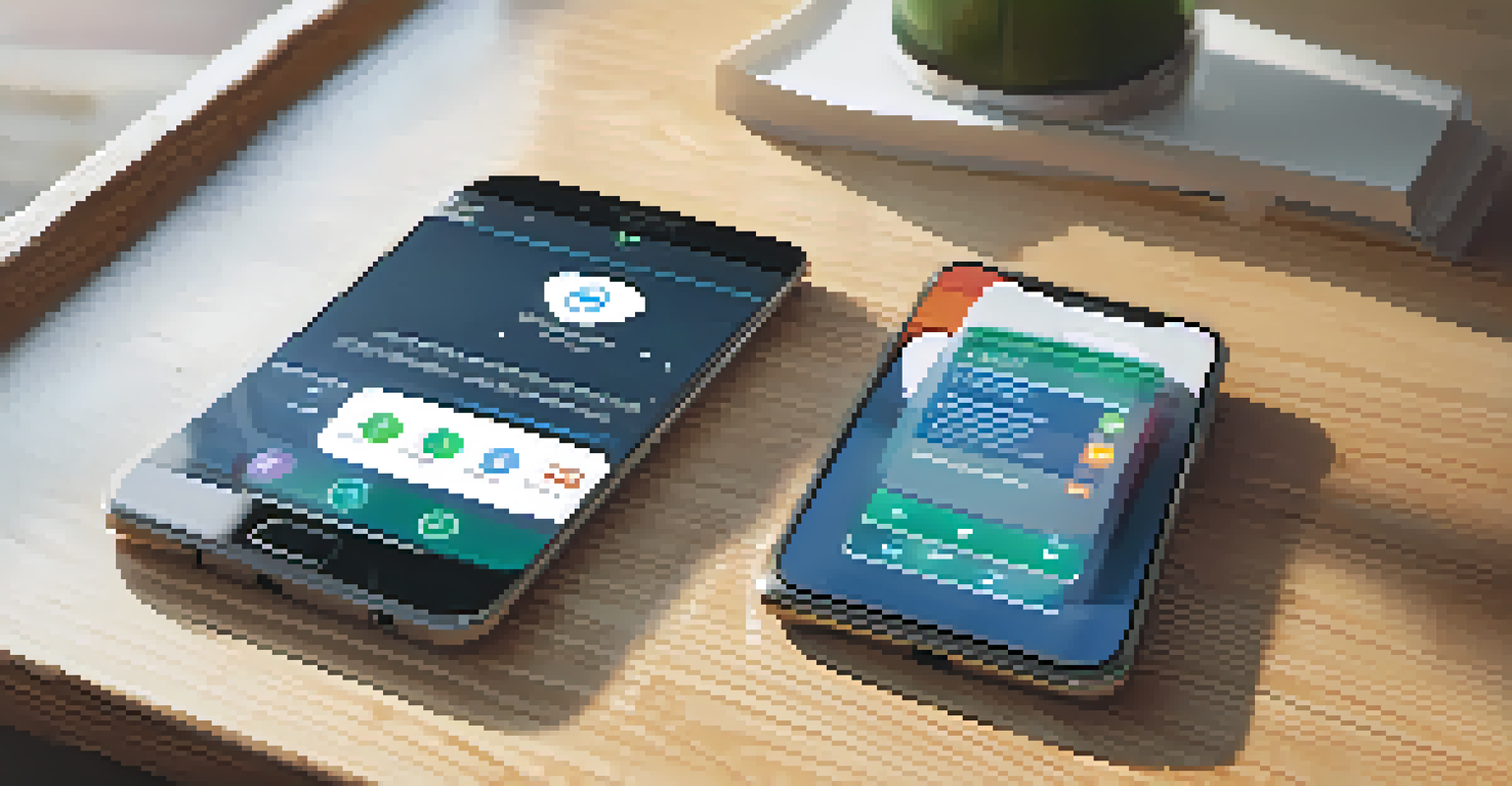 A close-up of a smartphone displaying a decentralized identity application interface, with a modern wooden desk and soft natural light.