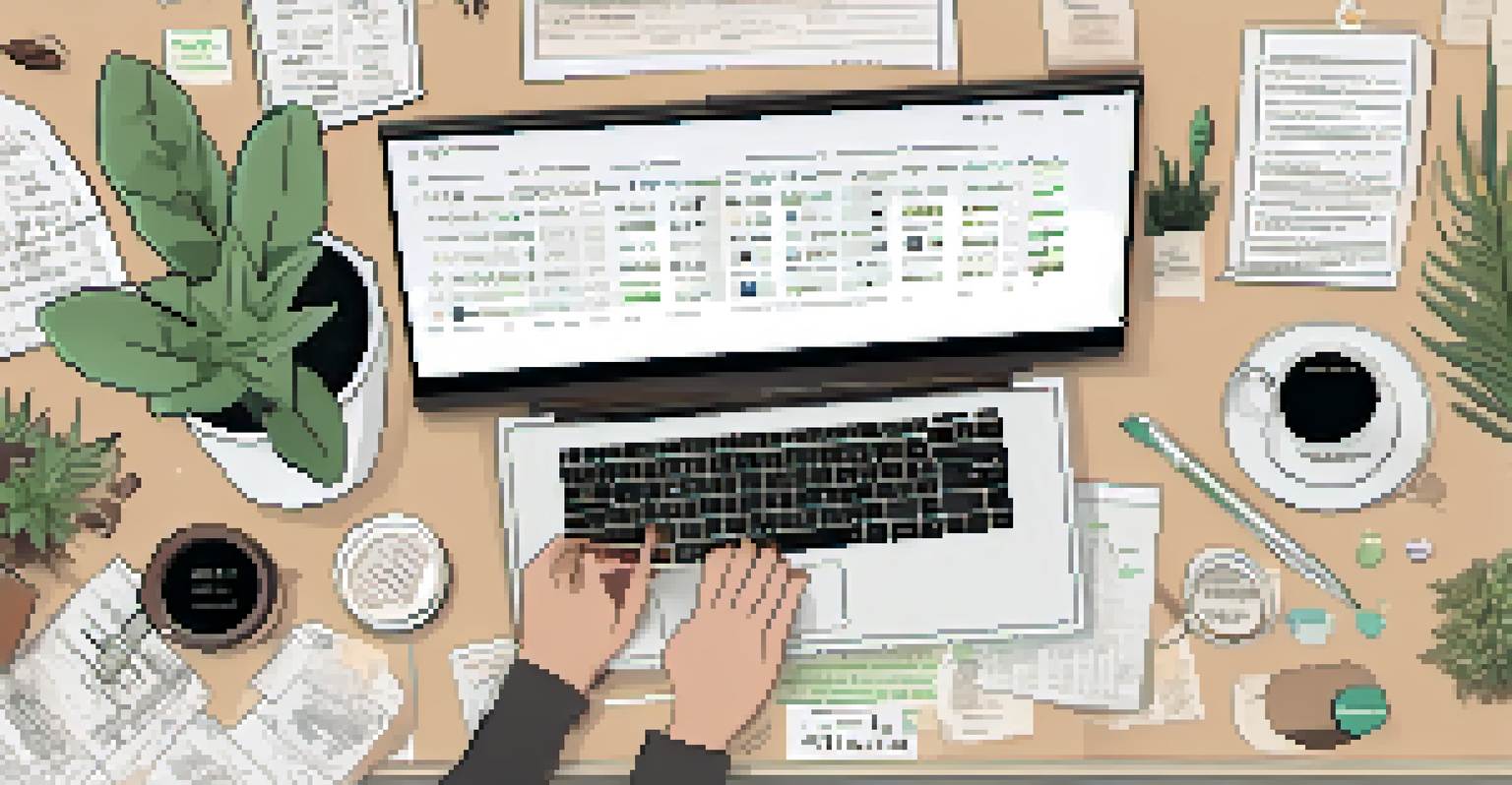 A developer's hands typing on a laptop with notes and diagrams around, focused on Ethereum smart contracts.