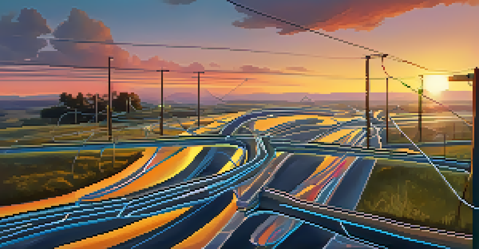 A peaceful digital landscape with parallel roads representing sidechains in blockchain technology.