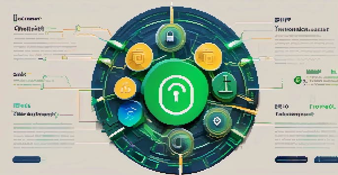 An infographic depicting various token lock-up structures in cryptocurrency with a central lock symbol and colorful icons.