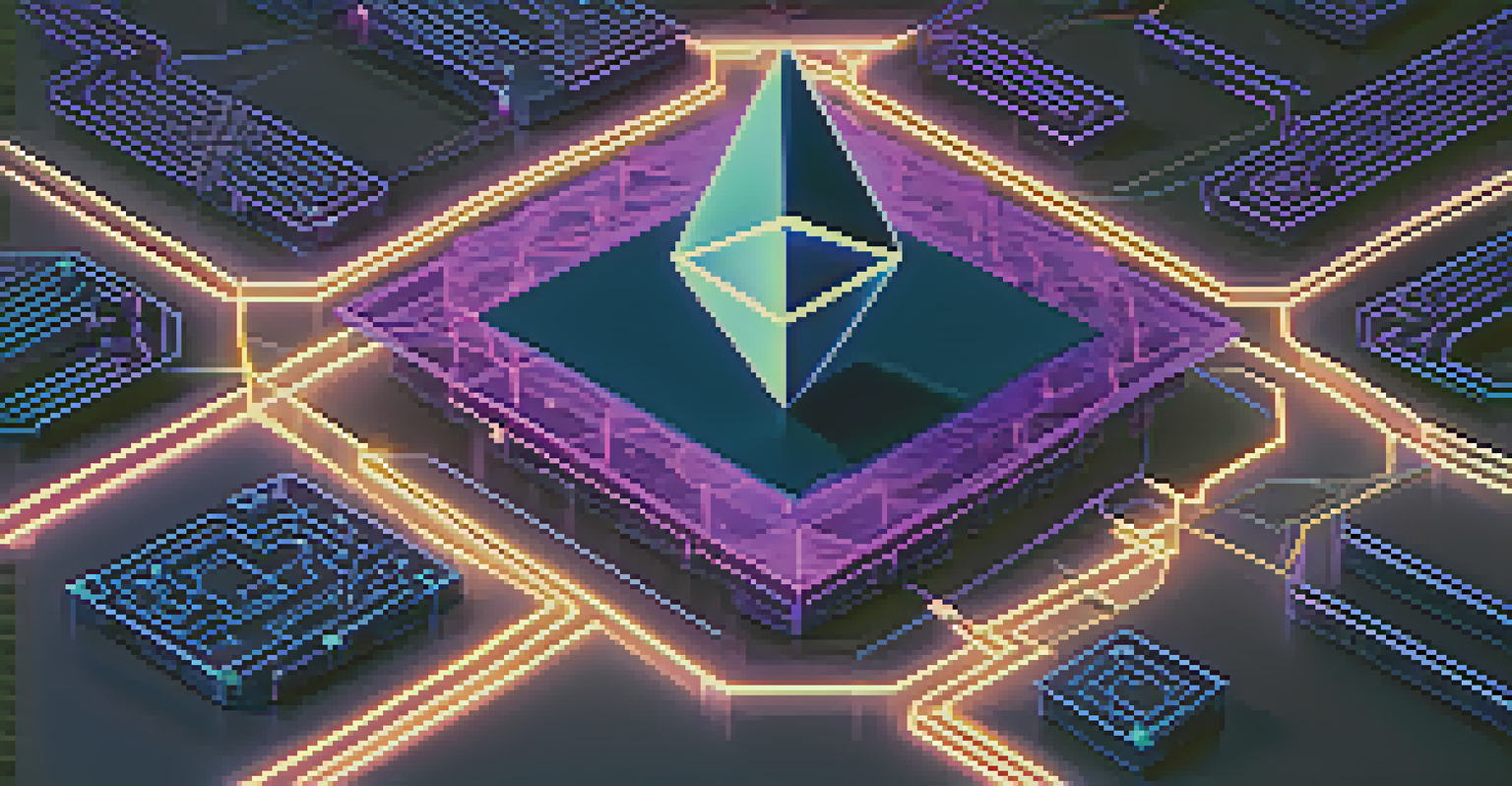 An abstract glowing digital contract representing smart contracts on the Ethereum Mainnet, set against a circuit-patterned background.