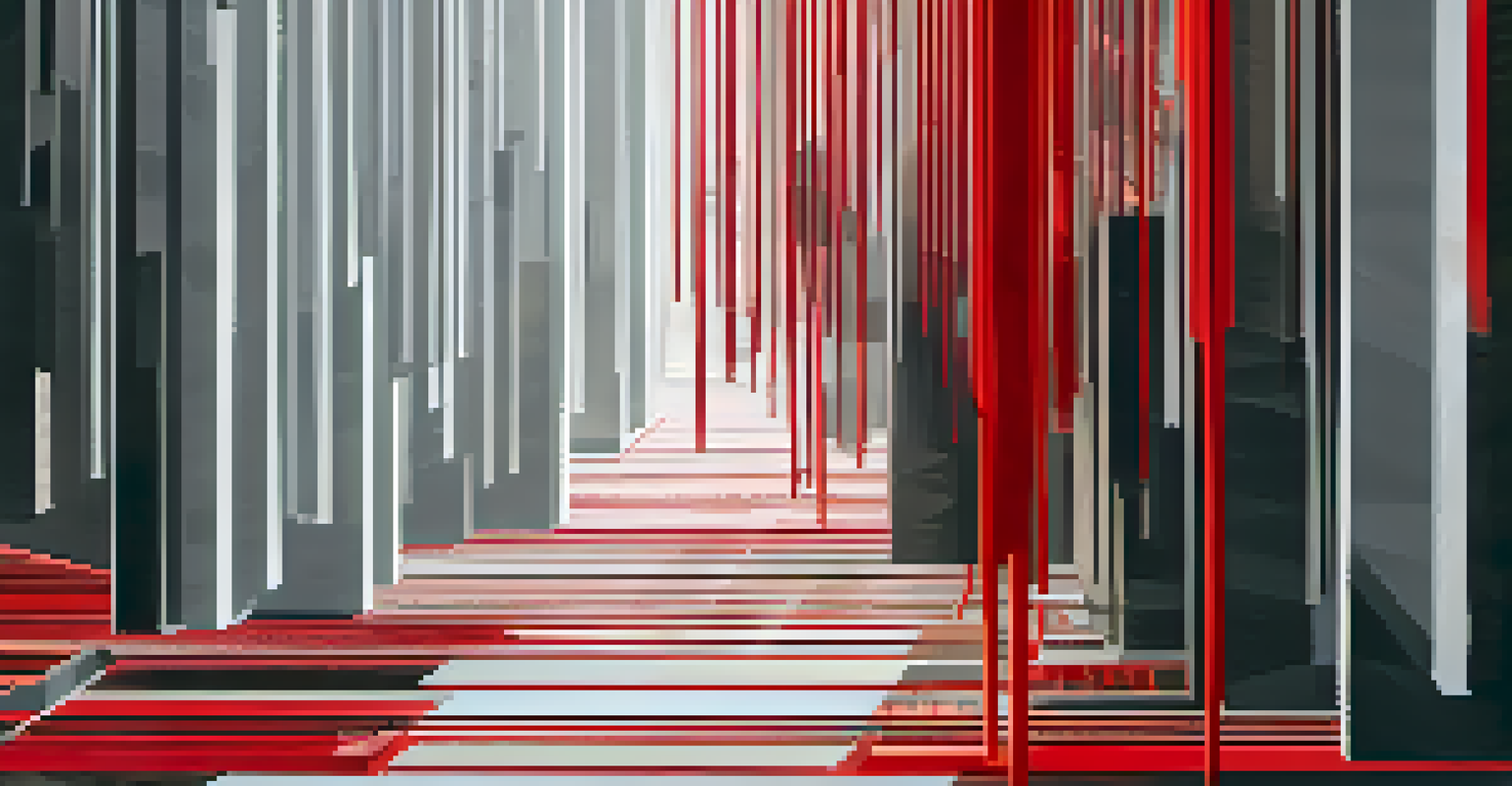 An abstract representation of a reentrancy attack on a smart contract, with cascading blocks in a digital landscape.