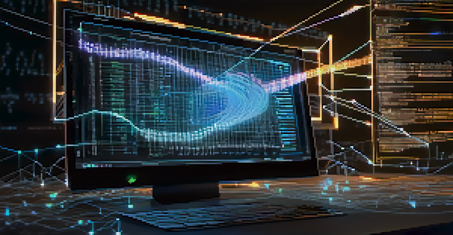 A close-up view of a smart contract execution on a blockchain, showing code snippets and graphical representations of oracles with dramatic lighting against a dark background.