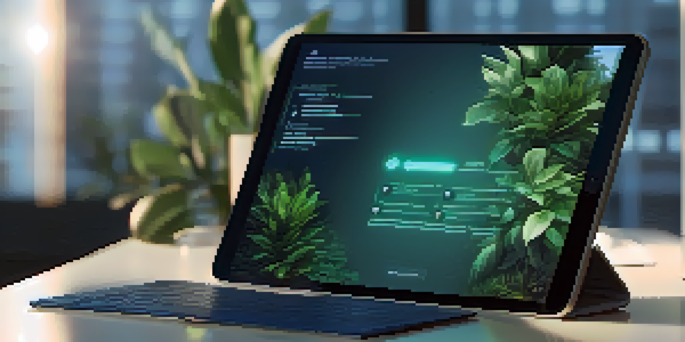 A digital tablet showcasing a modern smart contract interface, surrounded by a warm, inviting workspace.