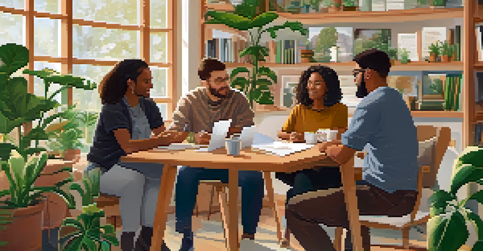 A diverse group of individuals discussing yield farming strategies in a cozy room, emphasizing collaboration and knowledge sharing.