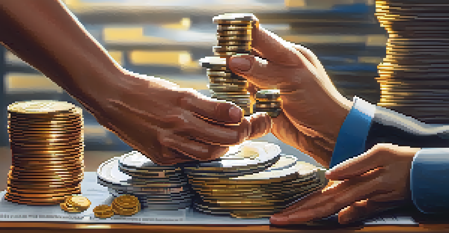 Hands removing a middleman figurine from a transaction scene, symbolizing cost efficiency in contract management.