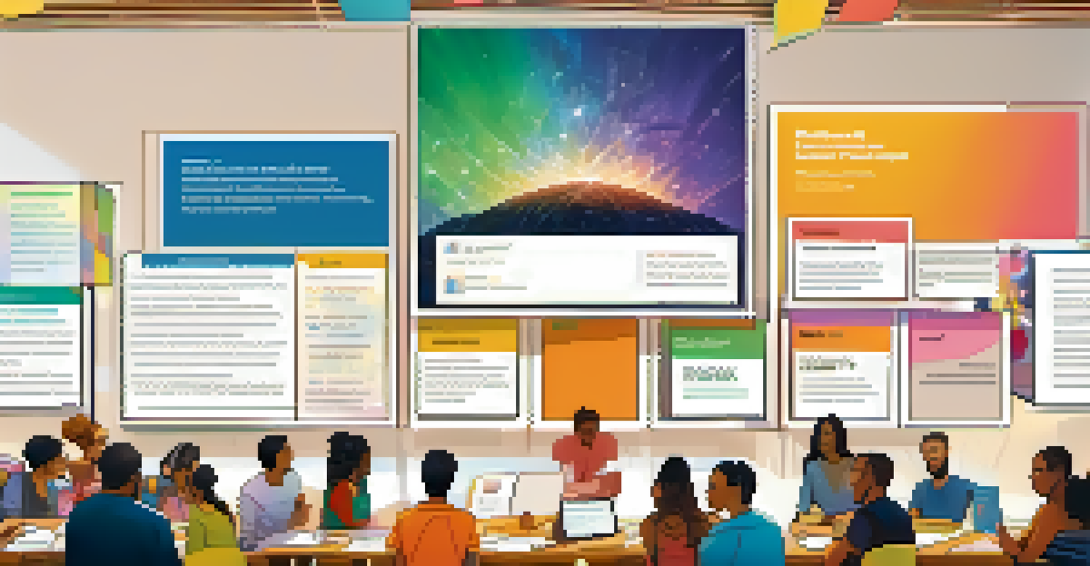 A lively digital bulletin board displaying various proposals for Ethereum governance, with community members actively discussing and voting around it.