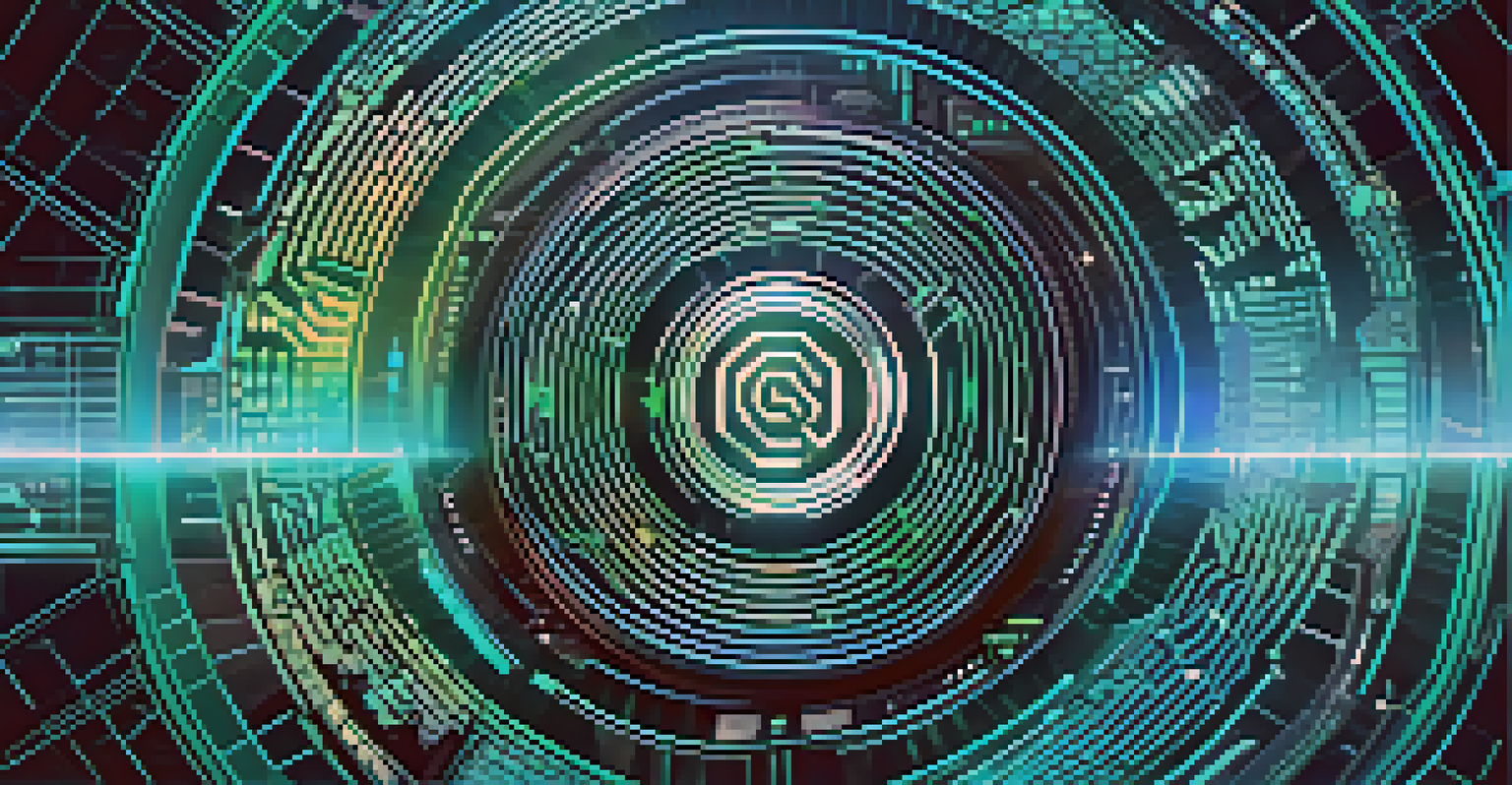 A close-up image of a modern ERC-20 token on a digital interface, with abstract blockchain graphics in the background.