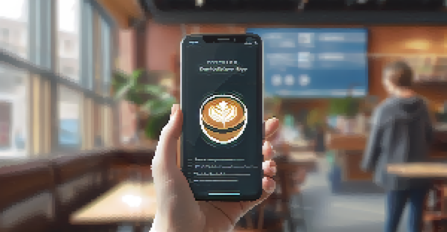 A close-up of a smartphone displaying an ENS name interface in a cozy coffee shop, with natural light creating a welcoming atmosphere.