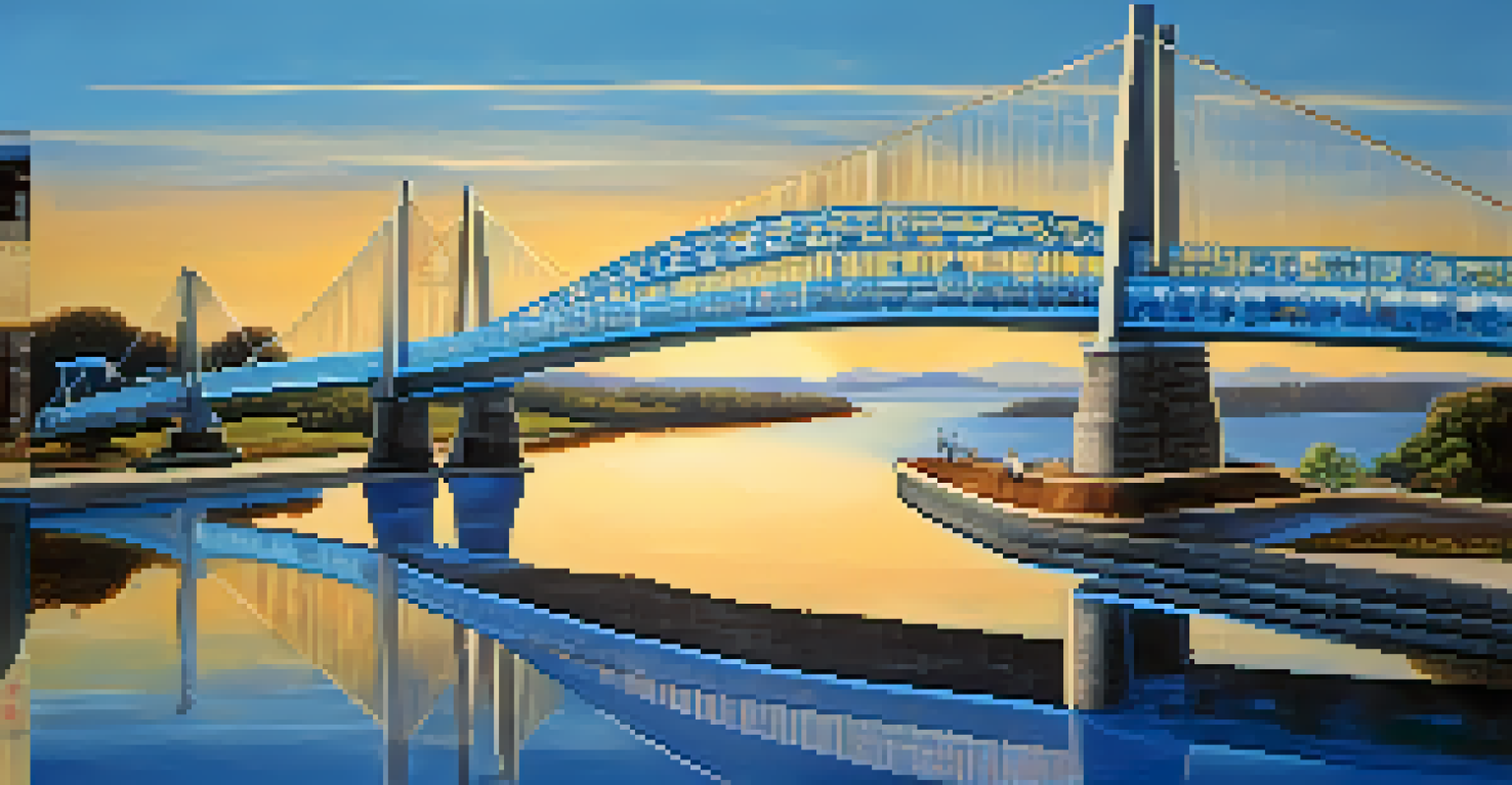 A strong bridge connecting two landscapes, one representing tech-savvy users and the other representing individuals with disabilities, symbolizing accessibility in technology.