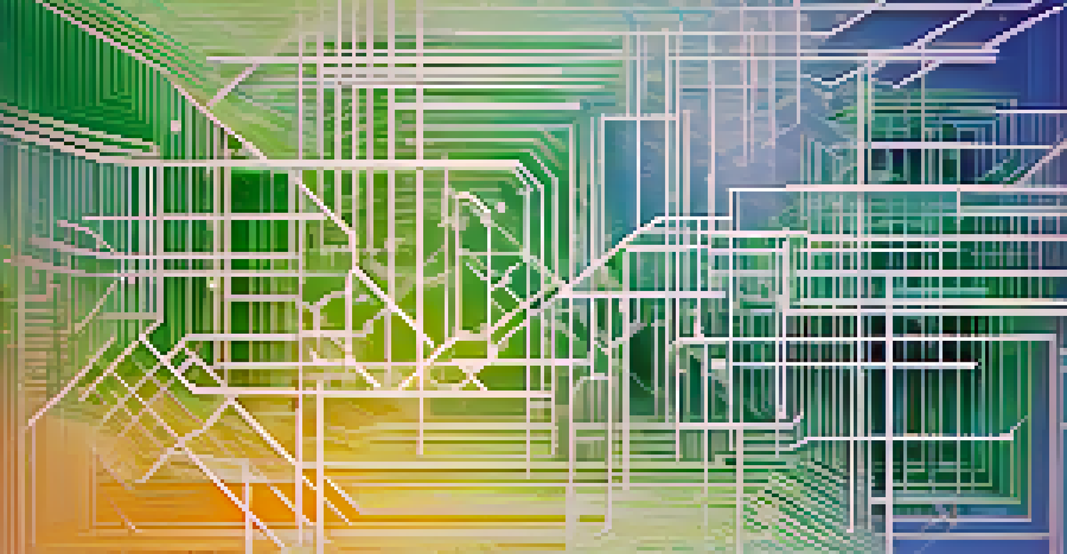 An abstract image showing colorful lines connecting geometric shapes, symbolizing blockchain interoperability.