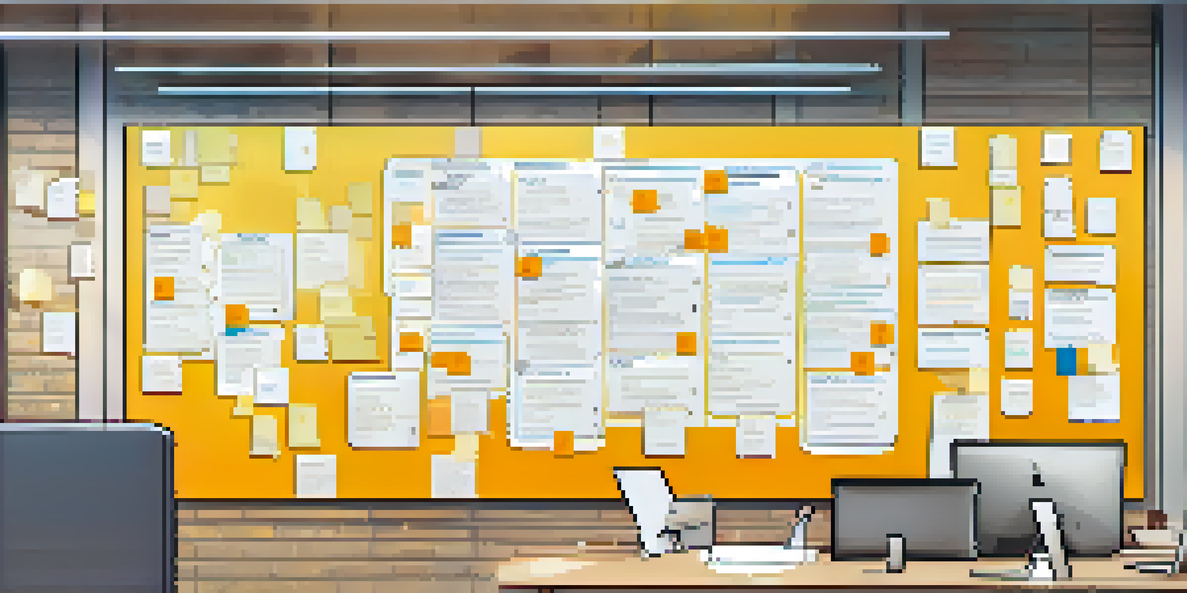 A digital board covered with colorful notes representing community feedback on Ethereum improvements.