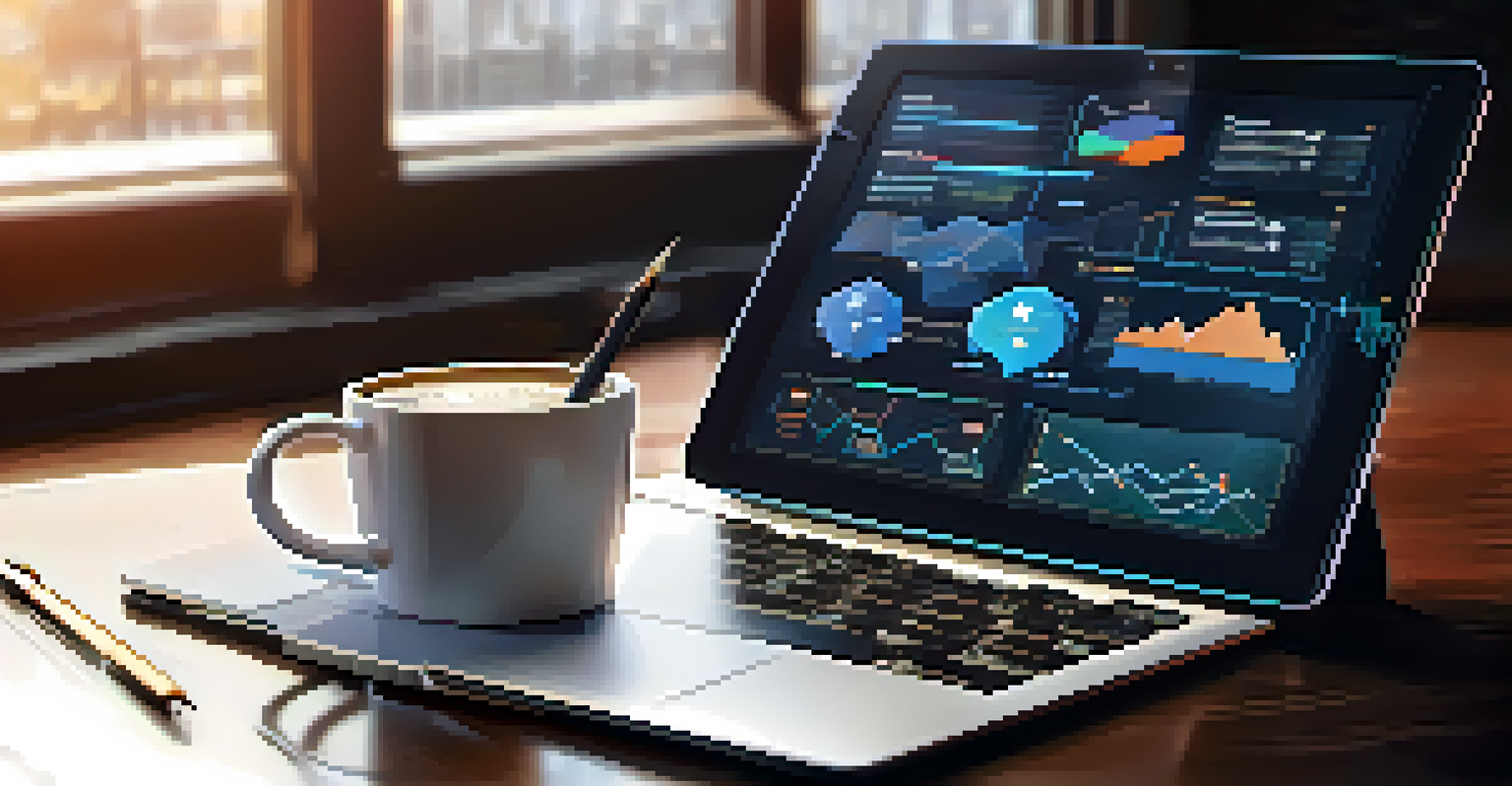 A close-up of a digital tablet with an interface for interchain communication, surrounded by a modern workspace.