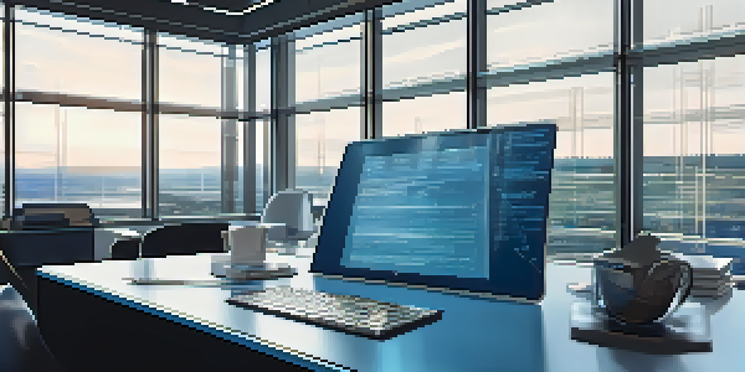 A close-up of a digital screen displaying a smart contract with lines of code, set in a modern office with natural light.