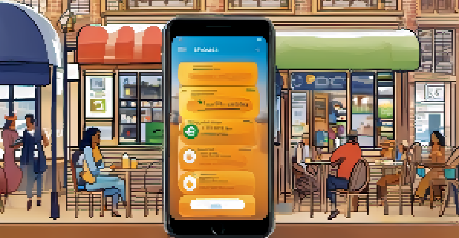 A smartphone showing a CBDC wallet interface in a cozy cafe setting, with people using their devices around.